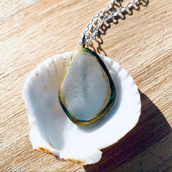 Painted Mermaid Seaglass Necklace - Picture 8 of 9